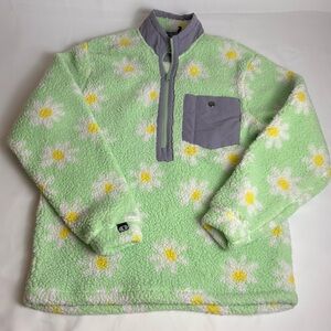 Airblaster Mint Daisy Floral Fleece Pullover - Green Free People